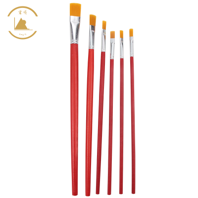 Factory Direct Nylon Bristle Wood Handle Flat Head Aluminium Tube Oil Painting Brush